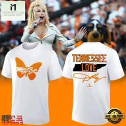 Tennessee Football Dolly Parton Signed White T Shirt, Popular 3D Music Tee Tennessee Football Dolly Parton Signed White T Shirt