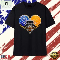 Tennessee Titans and Tennessee Volunteers Football Heart T Shirt, Stylish 2D Graphic Shirt Tennessee Titans And Tennessee Volunteers Football Heart T Shirt