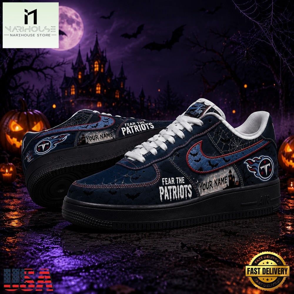 Tennessee Titans NFL Fear The Team Halloween Air Force 1 Shoes Sneakers, NFL Team AF1 Shoes Tennessee Titans NFL Fear The Team Halloween Air Force 1 Shoes Sneakers, NFL Team AF1 Shoes