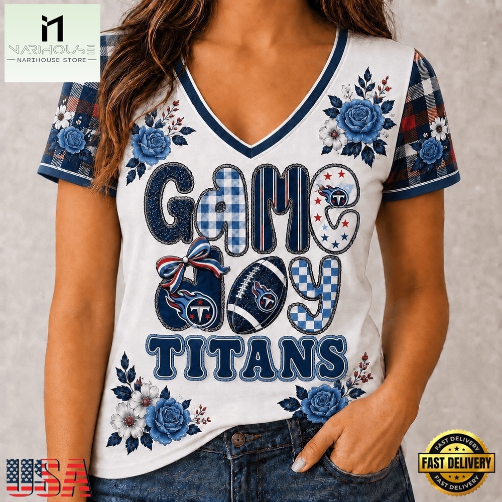 Tennessee Titans NFL Football Flowers Team Pride V Neck T Shirt, Trendy NFL V Neck Tee Tennessee Titans NFL Football Flowers Team Pride V Neck T Shirt, Trendy NFL V Neck Tee
