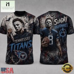 Tennessee Titans NFL Michael Myers Sunday Nightmares Horror Halloween 3D T Shirt, NFL Sporty Shirt Tennessee Titans Nfl Michael Myers Sunday Nightmares Horror Halloween 3D T Shirt