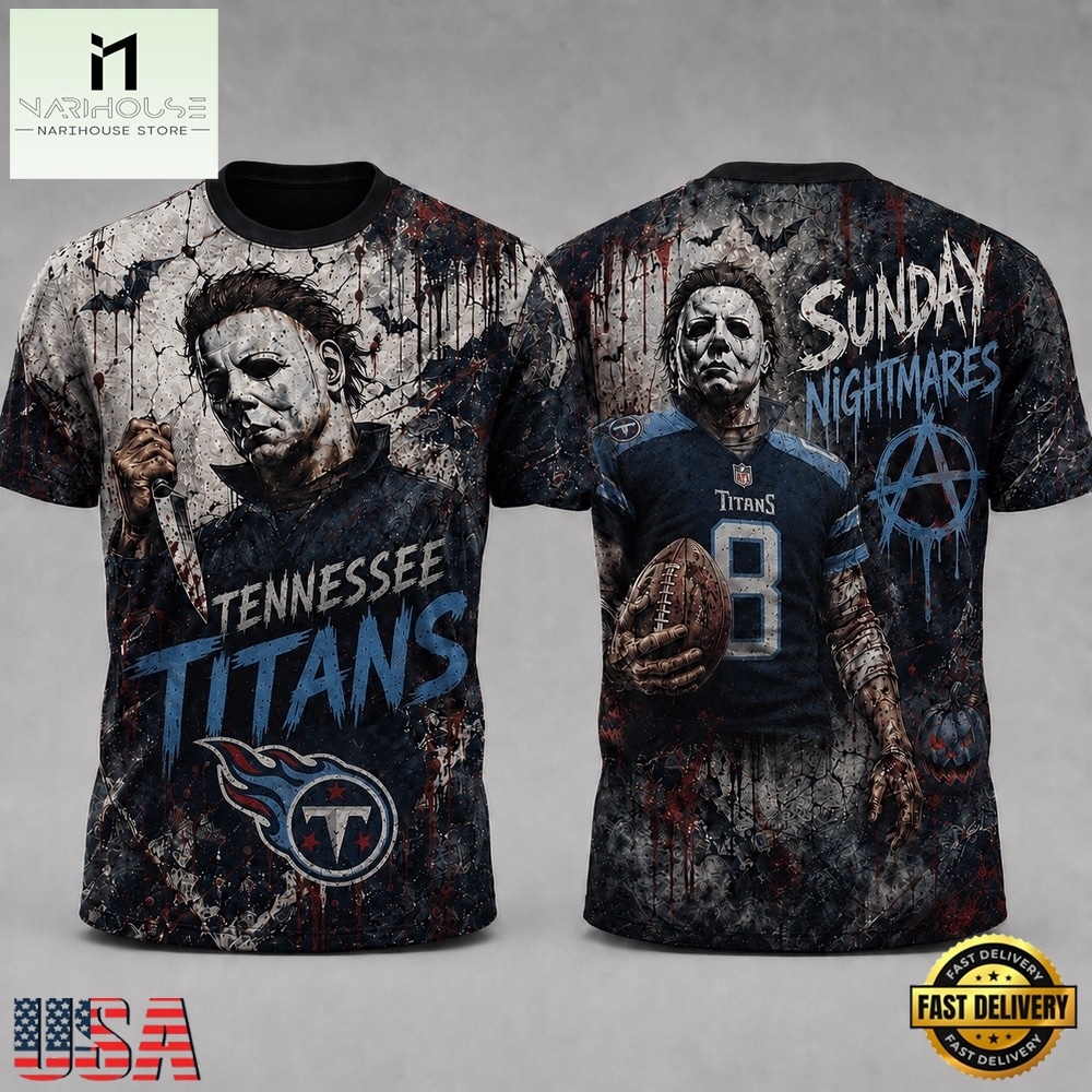 Tennessee Titans NFL Michael Myers Sunday Nightmares Horror Halloween 3D T Shirt, NFL Sporty Shirt Tennessee Titans NFL Michael Myers Sunday Nightmares Horror Halloween 3D T Shirt, NFL Sporty Shirt