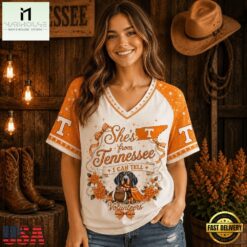 Tennessee Volunteers NCAA Bow and Floral Team Spirit V Neck T Shirt, NCAA College V Neck Tee Tennessee Volunteers Ncaa Bow And Floral Team Spirit V Neck T Shirt