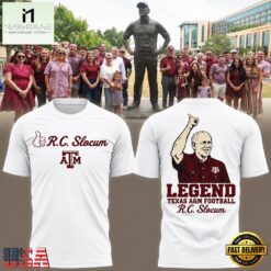 Texas A&M Aggies Honoring Coach R.C. Slocum 2026 White T Shirt, Hot 3D Shirt Trend Texas A M Aggies Honoring Coach R C Slocum 2026 White T Shirt
