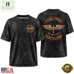 Texas First Battalion Military Style Winged Star Cross Graphic Vintage T Shirt, Popular 3D Music Tee Texas First Battalion Military Style Winged Star Cross Graphic Vintage T Shirt