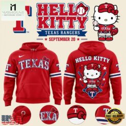 Texas Rangers x Hello Kitty 2026 Special New Hoodie, Hot 3D Shirt Trend Texas Rangers X Hello Kitty 2026 Special New Hoodie