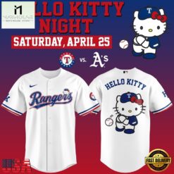 Texas Rangers x Hello Kitty Night 2026 Limited Edition Baseball Jersey, Stylish Baseball Jersey Texas Rangers X Hello Kitty Night 2026 Limited Edition Baseball Jersey
