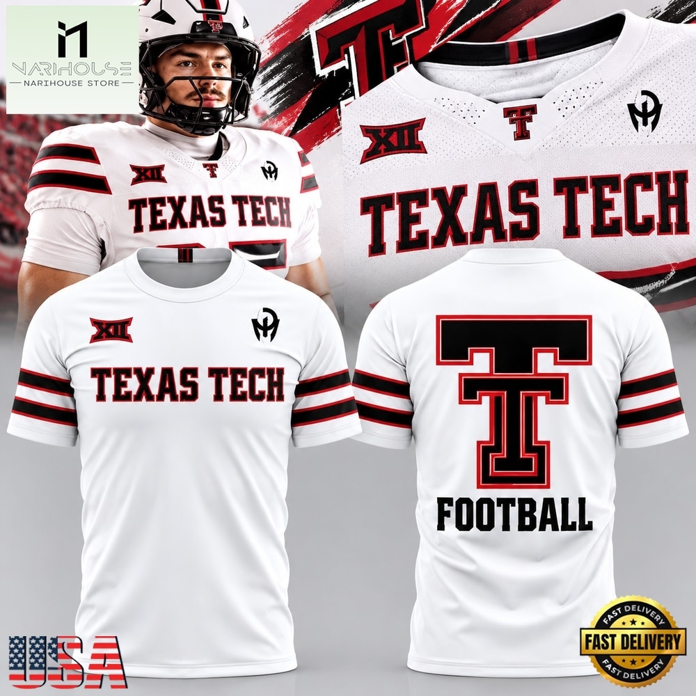 Texas Tech Red Raiders Double T Football White 2026 Special New T Shirt, Hot 3D Shirt Trend Texas Tech Red Raiders Double T Football White 2026 Special New T Shirt, Hot 3D Shirt Trend