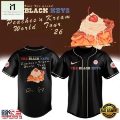 The Black Keys Peaches N Kream World Tour 2026 Signed Black Jersey, Concert Baseball Jersey The Black Keys Peaches N Kream World Tour 2026 Signed Black Jersey