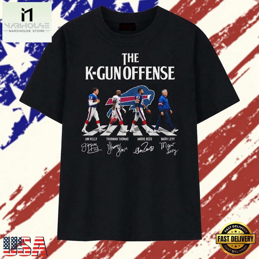 The K Gun Offense Buffalo Bills Signatures Abbey Road T Shirt, Stylish 2D Graphic Shirt The K Gun Offense Buffalo Bills Signatures Abbey Road T Shirt, Stylish 2D Graphic Shirt