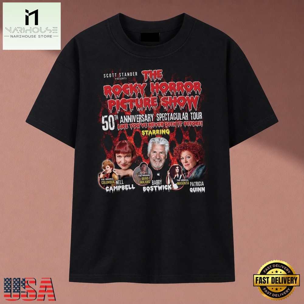 The Rocky Horror Picture Show 50th Anniversary Tour Cast T Shirt, Music Fan 2D Shirt The Rocky Horror Picture Show 50th Anniversary Tour Cast T Shirt, Music Fan 2D Shirt