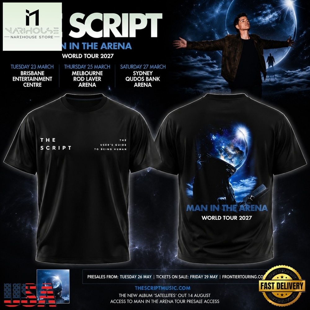 The Script Man In The Arena Tour 2026 3D Shirt, Popular 3D Music Tee The Script Man In The Arena Tour 2026 3D Shirt, Popular 3D Music Tee