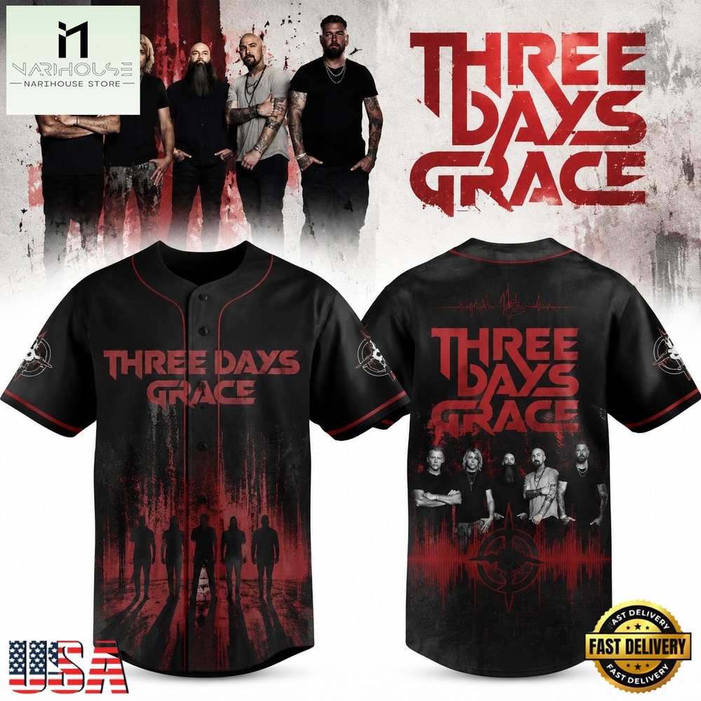 Three Days Grace Alienation Tour 2026 Limited Edition Jersey, Concert Baseball Jersey Three Days Grace Alienation Tour 2026 Limited Edition Jersey, Concert Baseball Jersey