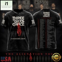 Three Days Grace Alienation Tour 2026 New Design T Shirt, Popular 3D Music Tee Three Days Grace Alienation Tour 2026 New Design T Shirt
