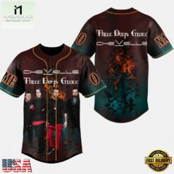 Three Days Grace Chevelle 3D Unisex Baseball Jersey, Concert Baseball Jersey Three Days Grace Chevelle 3D Unisex Baseball Jersey