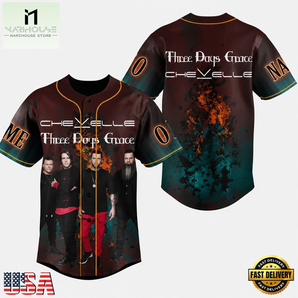 Three Days Grace Chevelle 3D Unisex Baseball Jersey, Concert Baseball Jersey Three Days Grace Chevelle 3D Unisex Baseball Jersey, Concert Baseball Jersey
