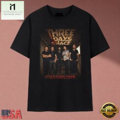 Three Days Grace Stencil Block Logo Alienation Graphic T Shirt, Music Fan 2D Shirt Three Days Grace Stencil Block Logo Alienation Graphic T Shirt