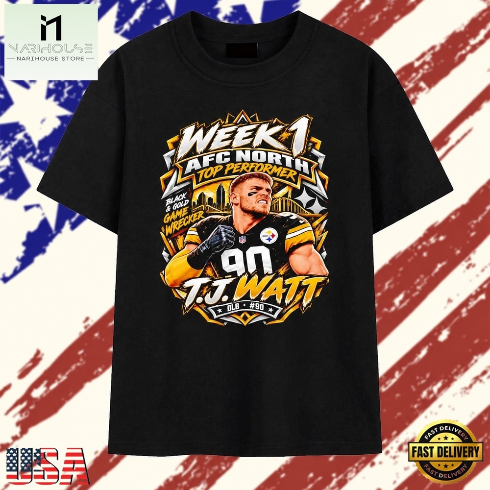 TJ Watt Pittsburgh Steelers Week 1 AFC North Top Performer Game Wrecker T Shirt, Stylish 2D Graphic Shirt TJ Watt Pittsburgh Steelers Week 1 AFC North Top Performer Game Wrecker T Shirt, Stylish 2D Graphic Shirt
