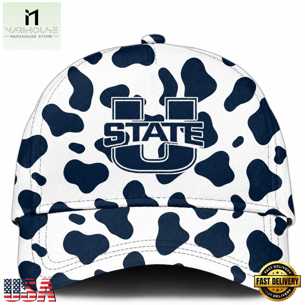 Utah State Aggies Football Cow Print Gameday 2026 Cap, Trending Cap Style Utah State Aggies Football Cow Print Gameday 2026 Cap, Trending Cap Style