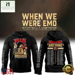 Vegas Golden Knights x EMO When We Are Home Schedule Hoodie, Hot 3D Shirt Trend Vegas Golden Knights X Emo When WE Are Home Schedule Hoodie