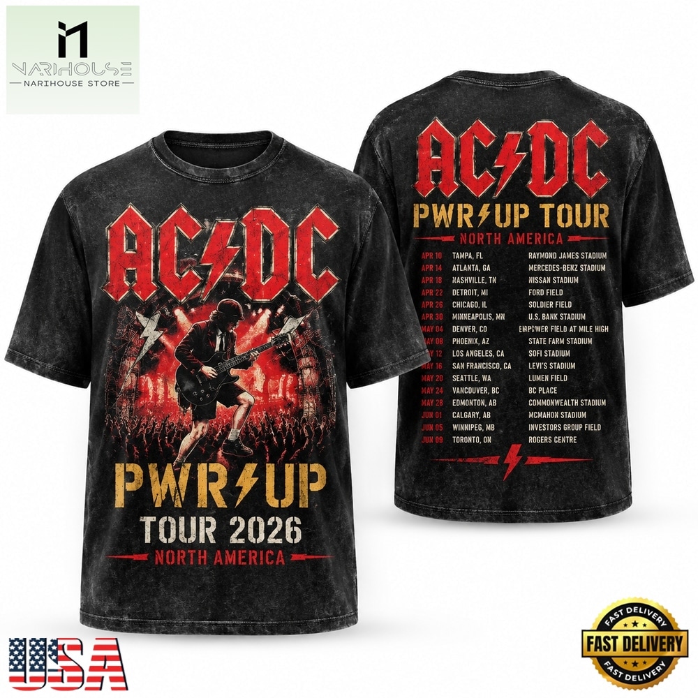 Vintage ACDC Power Up Tour 2026 North American Dates Heavy Metal T Shirt, Popular 3D Music Tee Vintage Acdc Power UP Tour 2026 North American Dates Heavy Metal T Shirt