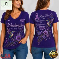 Washington Commanders NFL Alzheimer’s Awareness Month V neck T Shirt, Trendy NFL V Neck Tee Washington Commanders Nfl Alzheimer S Awareness Month V Neck T Shirt