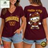 Washington Commanders NFL Hello Kitty Football V Neck T Shirt, Trendy NFL V Neck Tee Washington Commanders Nfl Hello Kitty Football V Neck T Shirt