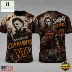 Washington Commanders NFL Michael Myers Sunday Nightmares Horror Halloween 3D T Shirt, NFL Sporty Shirt Washington Commanders Nfl Michael Myers Sunday Nightmares Horror Halloween 3D T Shirt