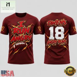 Washington Commanders Tyler Owens I Run Angry 2026 Red T Shirt, Hot 3D Shirt Trend Washington Commanders Tyler Owens I Run Angry 2026 Red T Shirt