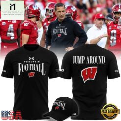 Wisconsin Badgers Football Head Coach Luke Fickell Jump Around 2026 T Shirt, Hot 3D Shirt Trend Wisconsin Badgers Football Head Coach Luke Fickell Jump Around 2026 T Shirt