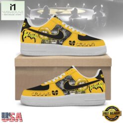 Wu Tang Clan CREAM Yellow & Black Hip Hop Graphic Air Force 1 Shoes, Music Artist AF1 Shoes WU Tang Clan Cream Yellow Black Hip Hop Graphic Air Force 1 Shoes