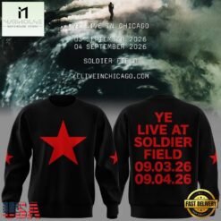YE LIVE AT SOLDIER FIELD, 2026 Ye Live Concert Tour Black Sweatshirt, Popular 3D Music Tee YE Live AT Soldier Field 2026 YE Live Concert Tour Black Sweatshirt