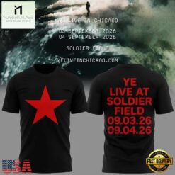 YE LIVE AT SOLDIER FIELD, 2026 Ye Live Concert Tour Black T Shirt, Popular 3D Music Tee YE Live AT Soldier Field 2026 YE Live Concert Tour Black T Shirt