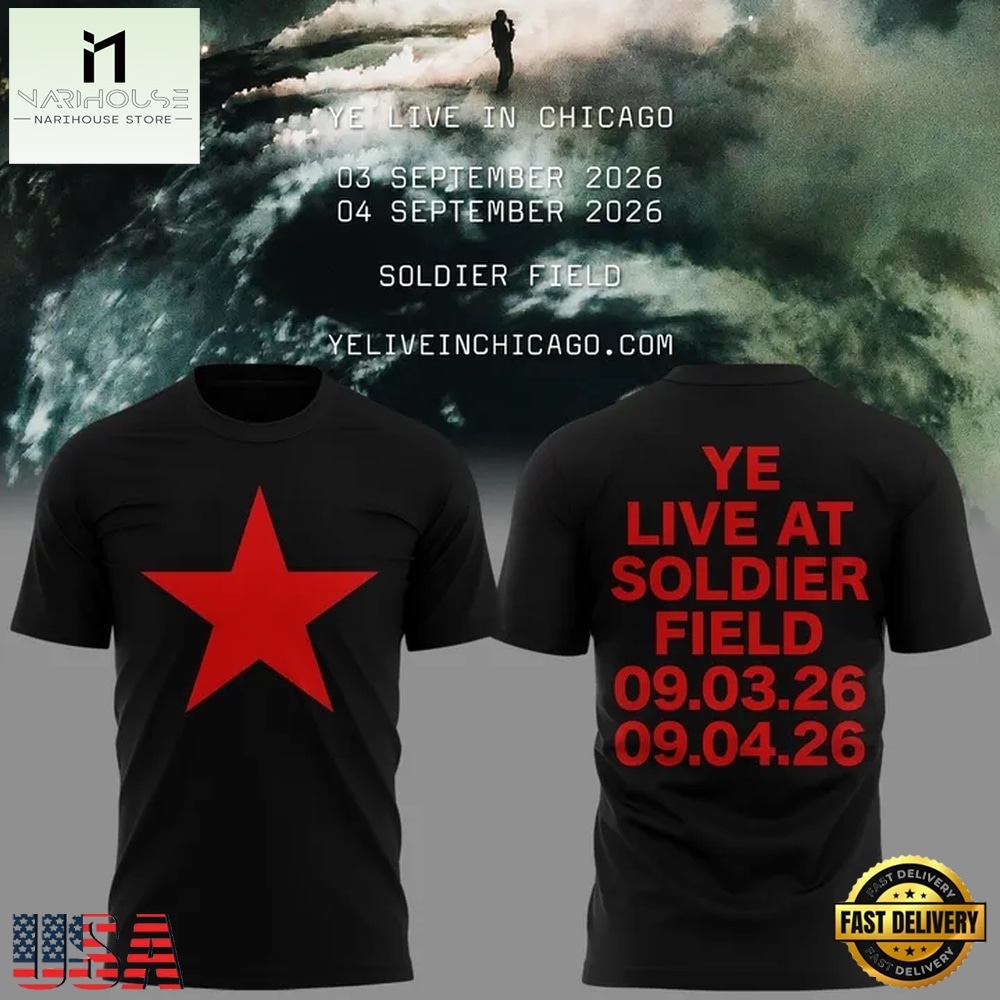 YE LIVE AT SOLDIER FIELD, 2026 Ye Live Concert Tour Black T Shirt, Popular 3D Music Tee YE LIVE AT SOLDIER FIELD, 2026 Ye Live Concert Tour Black T Shirt, Popular 3D Music Tee
