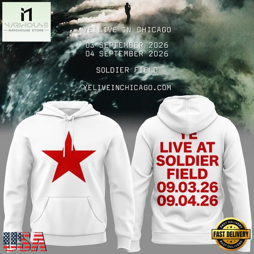 YE LIVE AT SOLDIER FIELD, 2026 Ye Live Concert Tour White Hoodie, Popular 3D Music Tee YE LIVE AT SOLDIER FIELD, 2026 Ye Live Concert Tour White Hoodie, Popular 3D Music Tee