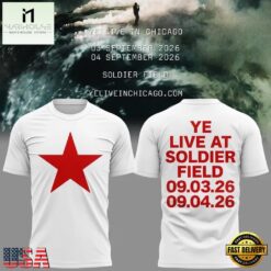 YE LIVE AT SOLDIER FIELD, 2026 Ye Live Concert Tour White T Shirt, Popular 3D Music Tee YE Live AT Soldier Field 2026 YE Live Concert Tour White T Shirt