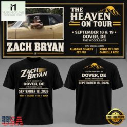 Zach Bryan With Heaven On Tour 2026 Dover T Shirt, Popular 3D Music Tee Zach Bryan With Heaven ON Tour 2026 Dover T Shirt