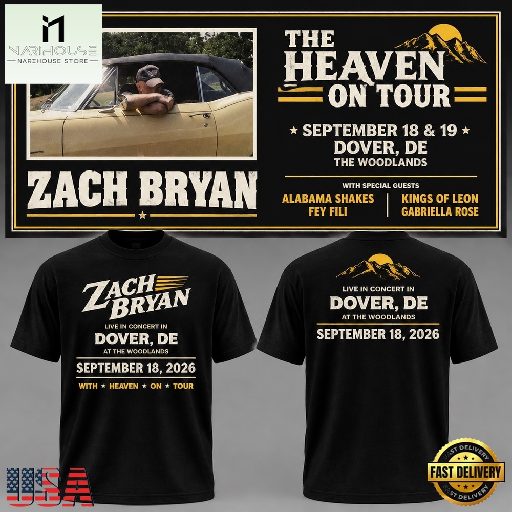 Zach Bryan With Heaven On Tour 2026 Dover T Shirt, Popular 3D Music Tee Zach Bryan With Heaven On Tour 2026 Dover T Shirt, Popular 3D Music Tee