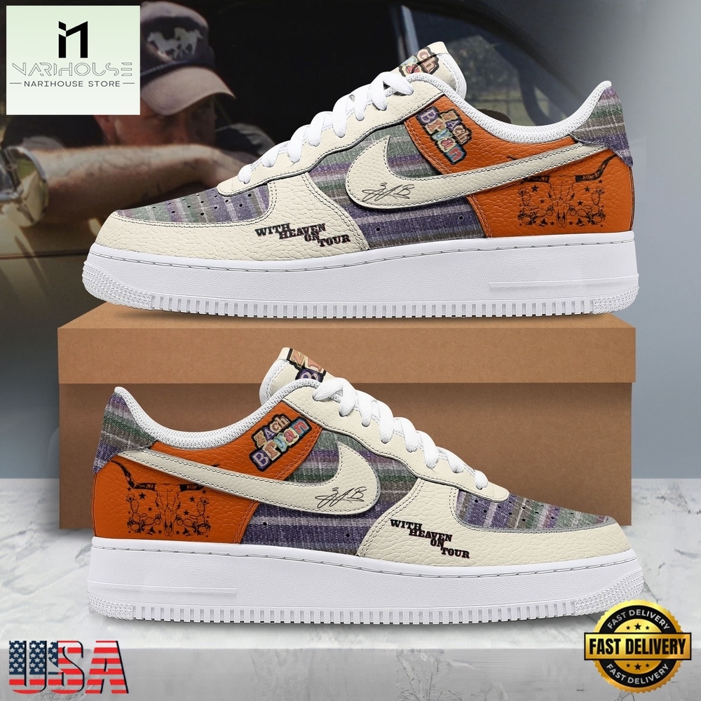 Zach Bryan With Heaven On Tour Plaid & Orange Country Music Air Force 1 Shoes, Music Artist AF1 Shoes Zach Bryan With Heaven On Tour Plaid & Orange Country Music Air Force 1 Shoes, Music Artist AF1 Shoes