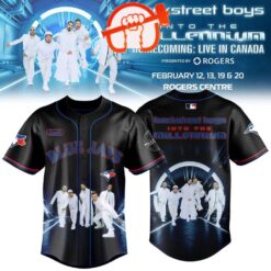 Toronto Blue Jays x Backstreet Boys Into The Millennium Homecoming Live in Canada Black Baseball Jersey, Concert Baseball Jersey Toronto Blue Jays X Backstreet Boys Into The Millennium Homecoming Live IN Canada Black Baseball Jersey