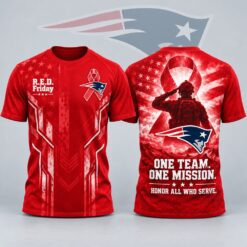 New England Patriots NFL RED Friday One Team One Mission Patriotic Soldier Tribute T Shirt, NFL Sporty Shirt New England Patriots Nfl Red Friday One Team One Mission Patriotic Soldier Tribute T Shirt
