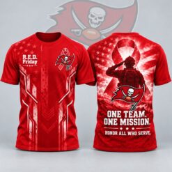 Tampa Bay Buccaneers NFL RED Friday One Team One Mission Patriotic Soldier Tribute T Shirt, NFL Sporty Shirt Tampa Bay Buccaneers Nfl Red Friday One Team One Mission Patriotic Soldier Tribute T Shirt