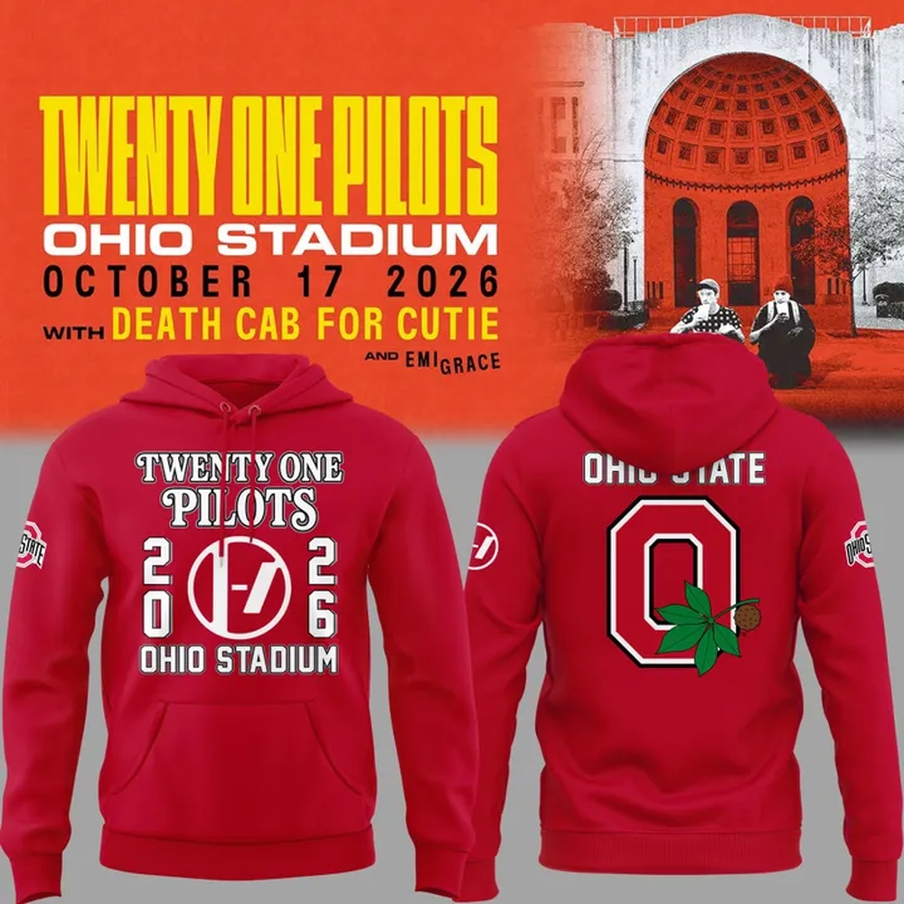 Twenty One Pilots x Ohio State Buckeyes Football Ohio Stadium October 17 2026 Red Hoodie, Popular 3D Music Tee Twenty One Pilots x Ohio State Buckeyes Football Ohio Stadium October 17 2026 Red Hoodie, Popular 3D Music Tee