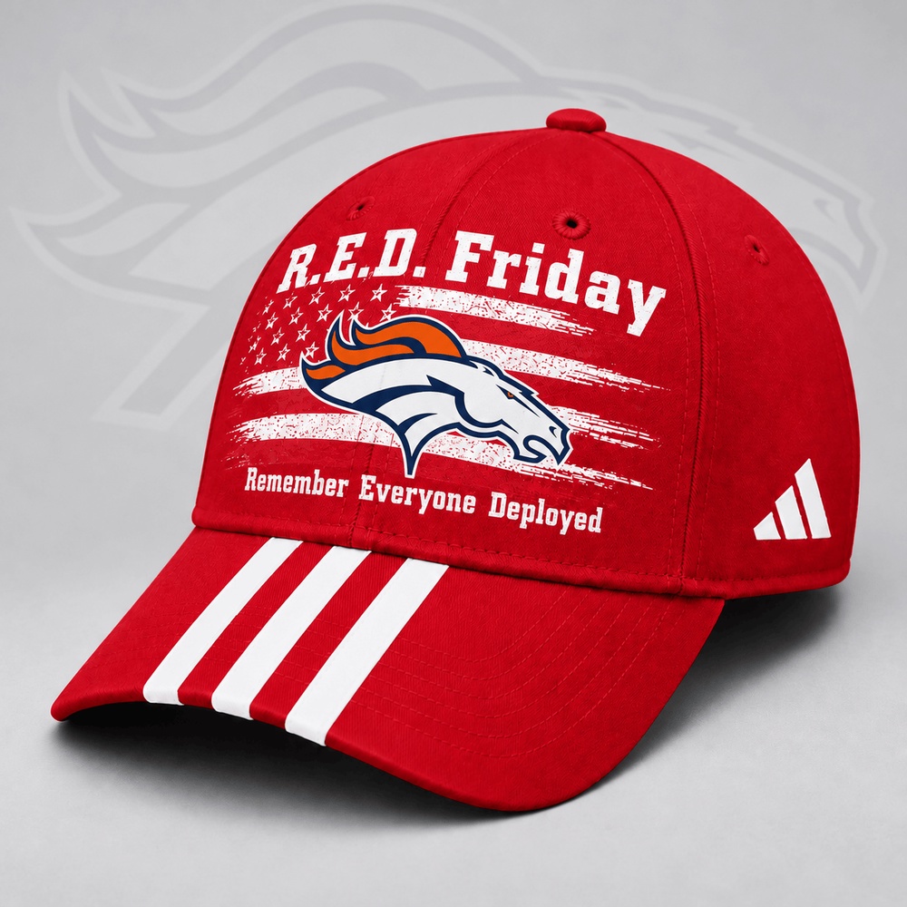 Denver Broncos NFL RED Friday Patriotic American Flag Remember Everyone Deployed Three Stripe Baseball Cap, NFL Trendy Cap Denver Broncos NFL RED Friday Patriotic American Flag Remember Everyone Deployed Three Stripe Baseball Cap, NFL Trendy Cap