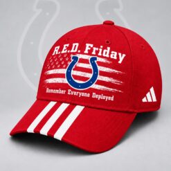 Indianapolis Colts NFL RED Friday Patriotic American Flag Remember Everyone Deployed Three Stripe Baseball Cap, NFL Trendy Cap Indianapolis Colts Nfl Red Friday Patriotic American Flag Remember Everyone Deployed Three Stripe Baseball Cap