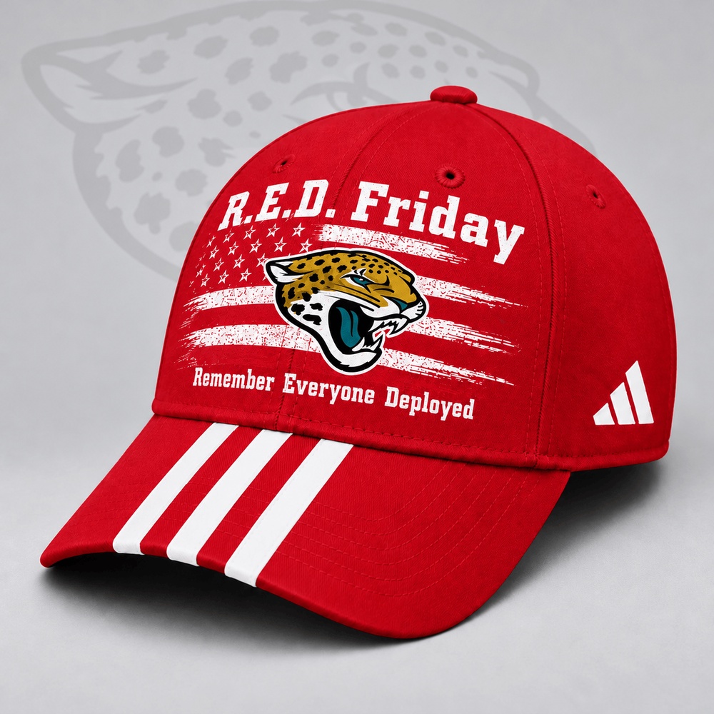 Jacksonville Jaguars NFL RED Friday Patriotic American Flag Remember Everyone Deployed Three Stripe Baseball Cap, NFL Trendy Cap Jacksonville Jaguars NFL RED Friday Patriotic American Flag Remember Everyone Deployed Three Stripe Baseball Cap, NFL Trendy Cap