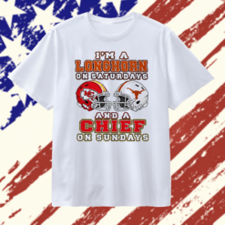 I’m a Texas Longhorn on Saturdays and a Kansas City Chief on Sundays 2 helmet NFL 2026 T Shirt, Stylish 2D Graphic Shirt I M A Texas Longhorn ON Saturdays And A Kansas City Chief ON Sundays 2 Helmet Nfl 2026 T Shirt