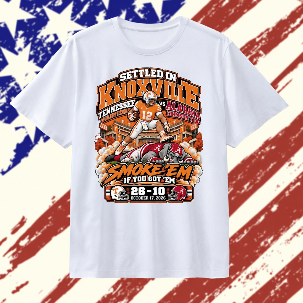 Tennessee Volunteers vs Alabama Crimson Tide settled in Knoxville smoke ’em if you got ’em T Shirt, Stylish 2D Graphic Shirt Tennessee Volunteers vs Alabama Crimson Tide settled in Knoxville smoke ’em if you got ’em T Shirt, Stylish 2D Graphic Shirt