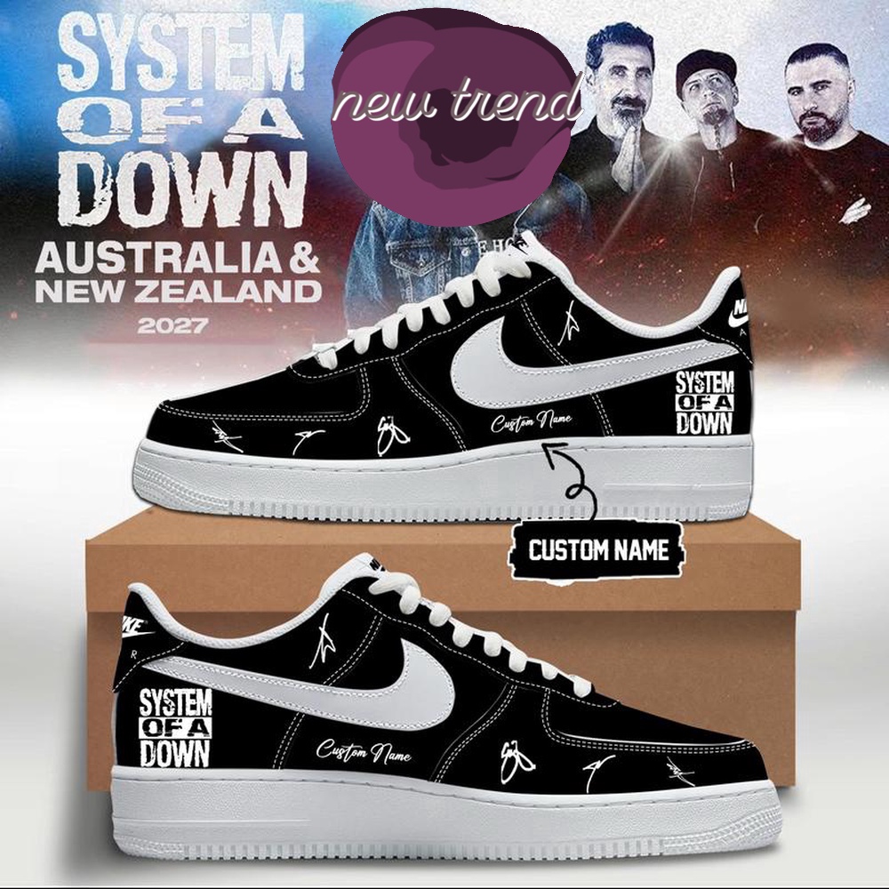 System Of A Down And Faith No More Australia x New Zealand Tour Black Air Force 1 Shoes Sneakers, Music Artist AF1 Shoes System Of A Down And Faith No More Australia x New Zealand Tour Black Air Force 1 Shoes Sneakers, Music Artist AF1 Shoes