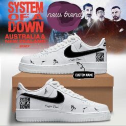 System Of A Down And Faith No More Australia x New Zealand Tour Personalized Air Force 1 Shoes Sneakers, Music Artist AF1 Shoes System OF A Down And Faith NO More Australia X New Zealand Tour Personalized Air Force 1 Shoes Sneakers